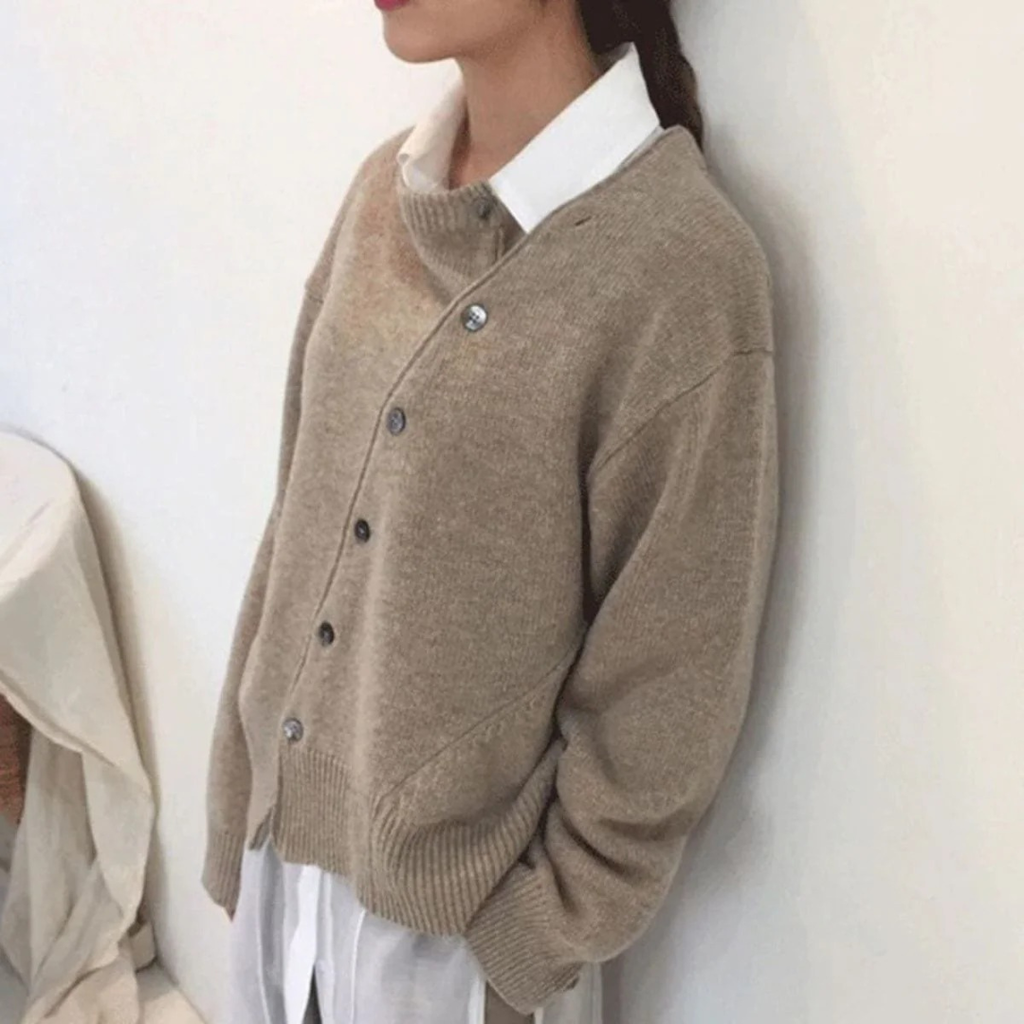 Solveig | Damen Strickjacke mit Knöpfen und Strick Optik