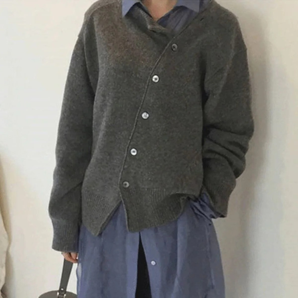 Solveig | Damen Strickjacke mit Knöpfen und Strick Optik