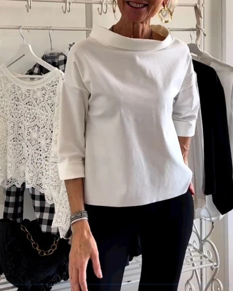 Sommer Damen langärmelige Bluse | Klarer Schnitt