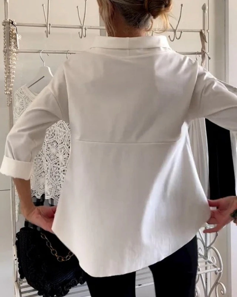 Sommer Damen langärmelige Bluse | Klarer Schnitt
