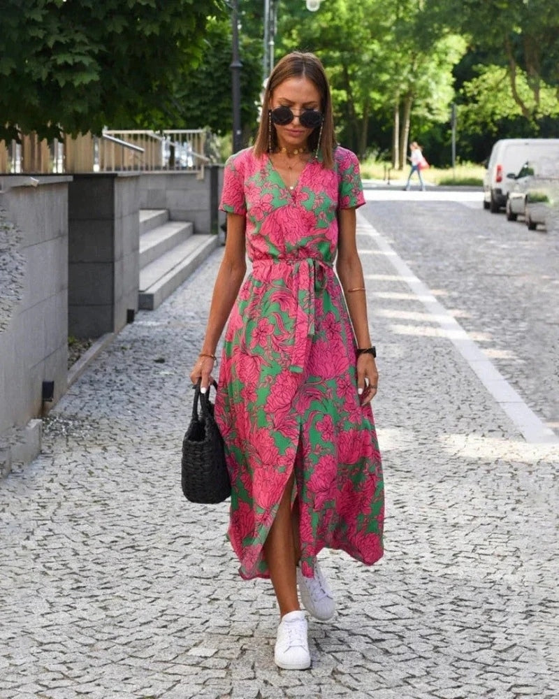 Sommer Midikleid Damen in Wickeloptik | Festliche Anlässe