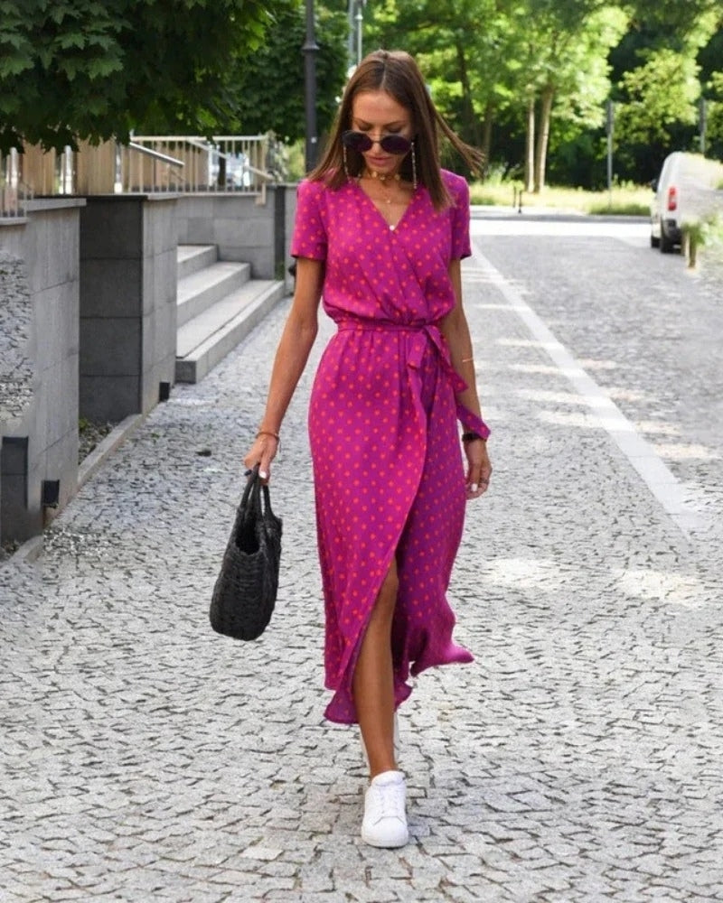 Sommer Midikleid Damen in Wickeloptik | Festliche Anlässe