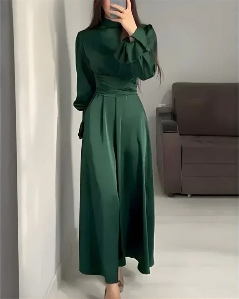 Sophie | Damen Elegantes Maxi Abendkleid mit langen Ärmeln