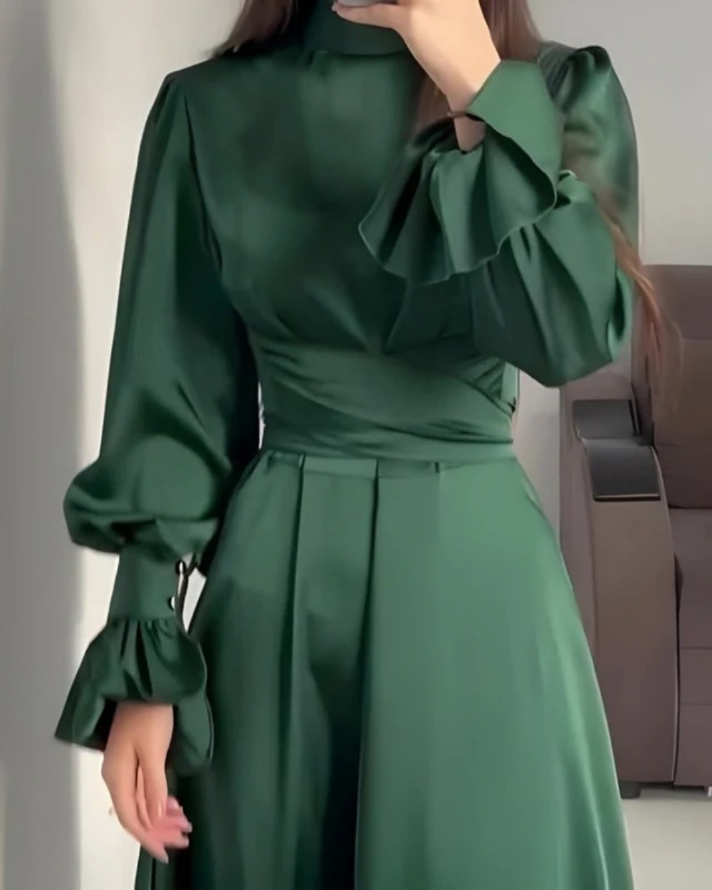 Sophie | Damen Elegantes Maxi Abendkleid mit langen Ärmeln