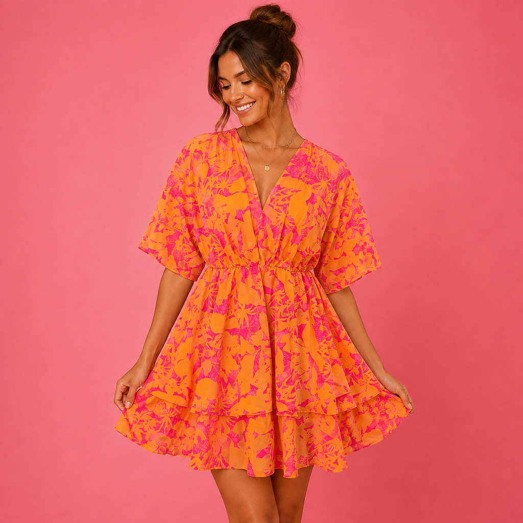 Sophie | Damen Leichtes Boho Cocktailkleid