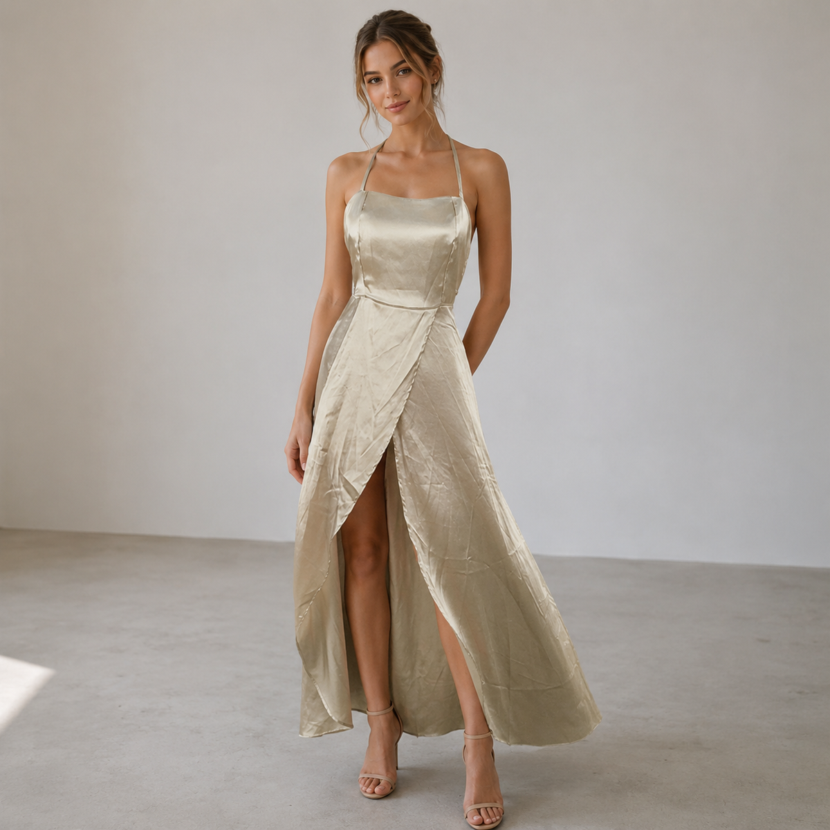 Soraya | Damen Maxi Kleid Für Hochzeitsgast Mit Schlitz Detail