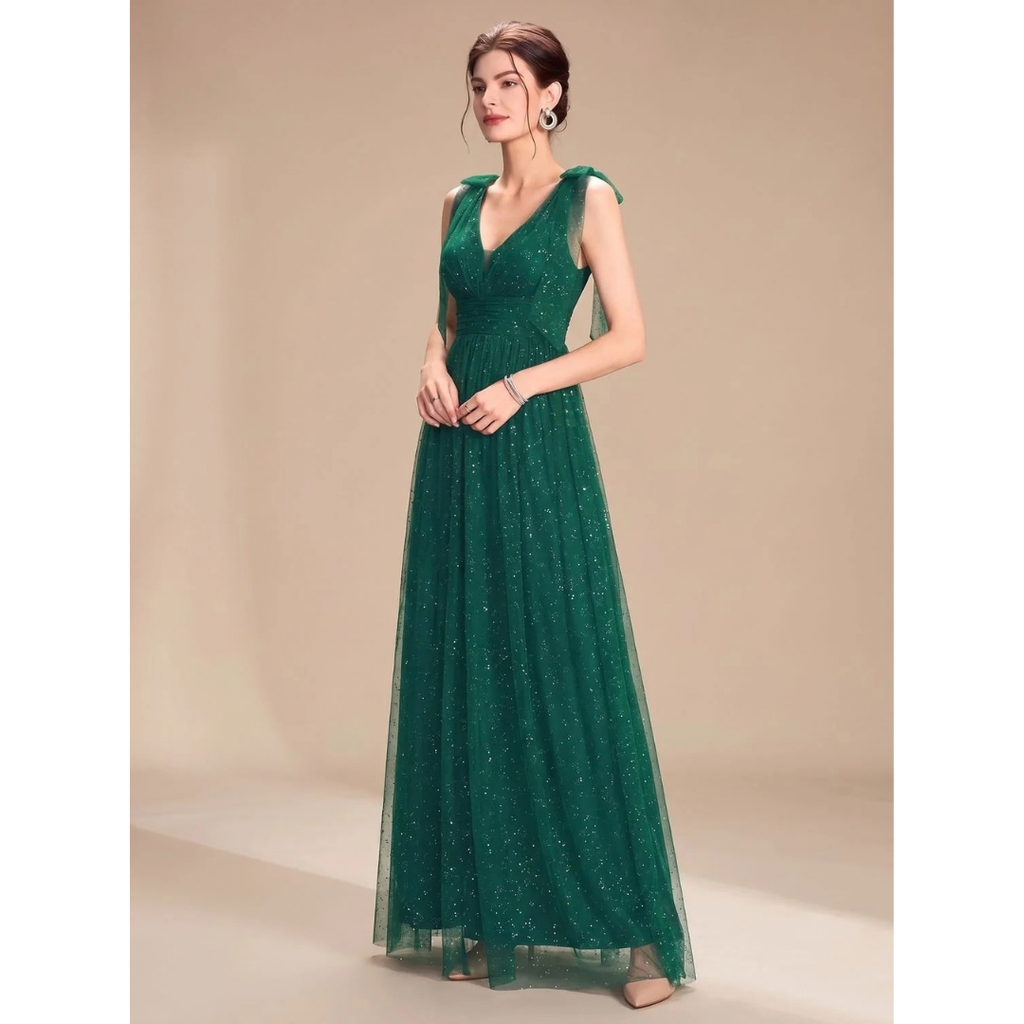 Soraya | Damen Maxi Kleid mit Pailletten und V-Ausschnitt