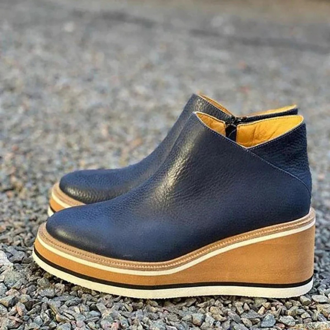 Soraya | Damen Orthopädische Stiefeletten mit Keilabsatz, Plateau und Reißverschluss