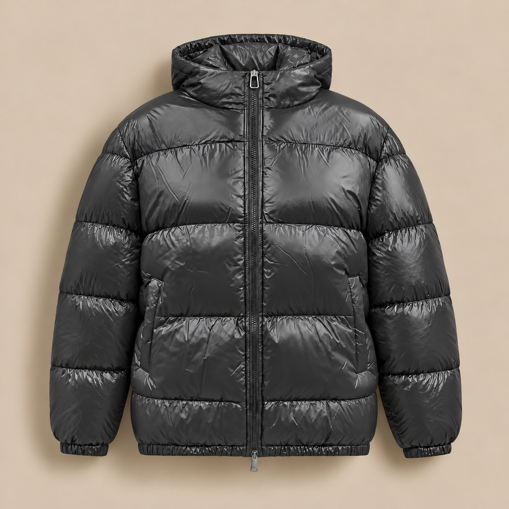 Stefan | Herren Puffer Winterjacke mit Kapuze und Reißverschluss