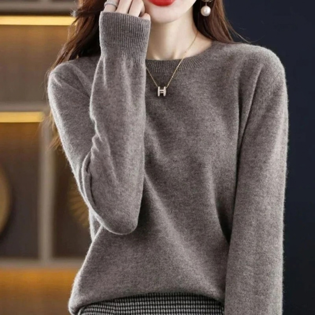 Stefanie | Damen Klassischer Strickpullover mit Langarm