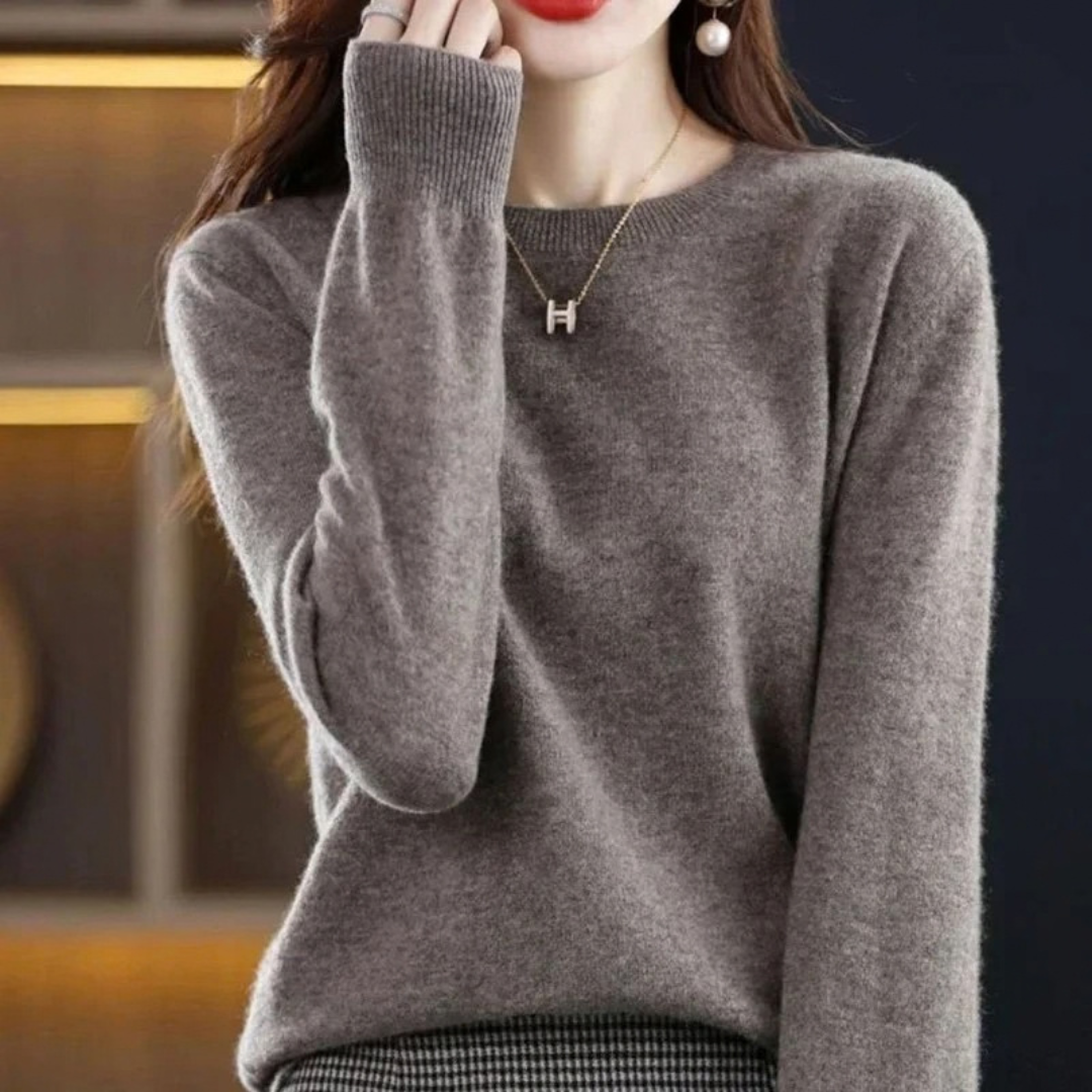 Stefanie | Damen Klassischer Strickpullover mit Langarm