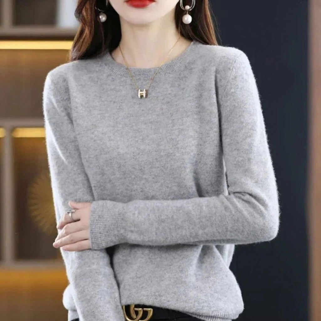 Stefanie | Damen Klassischer Strickpullover mit Langarm