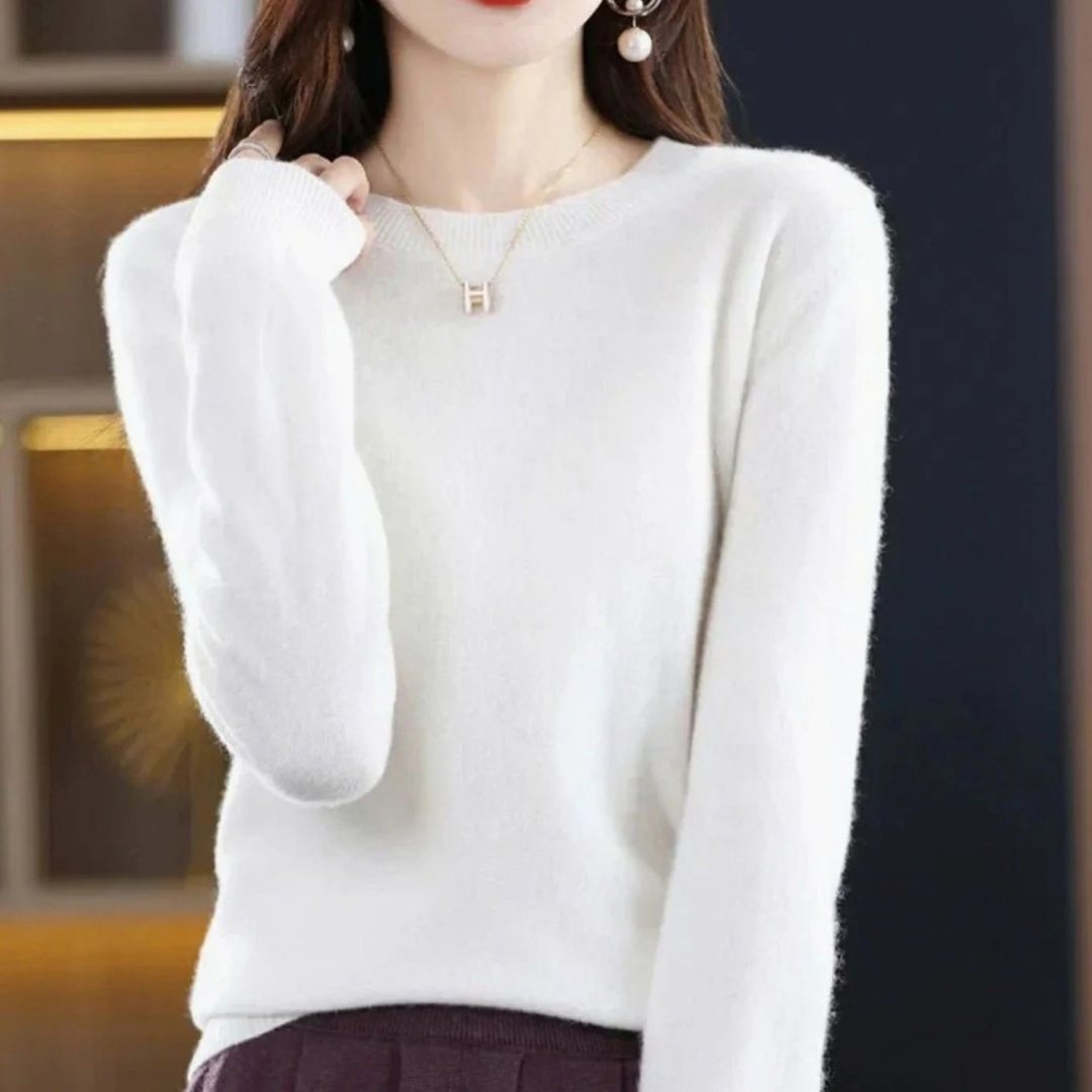 Stefanie | Damen Klassischer Strickpullover mit Langarm