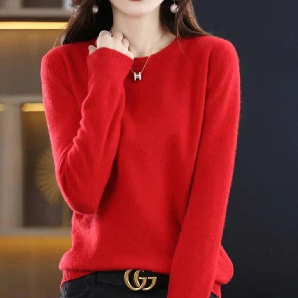 Stefanie | Damen Klassischer Strickpullover mit Langarm