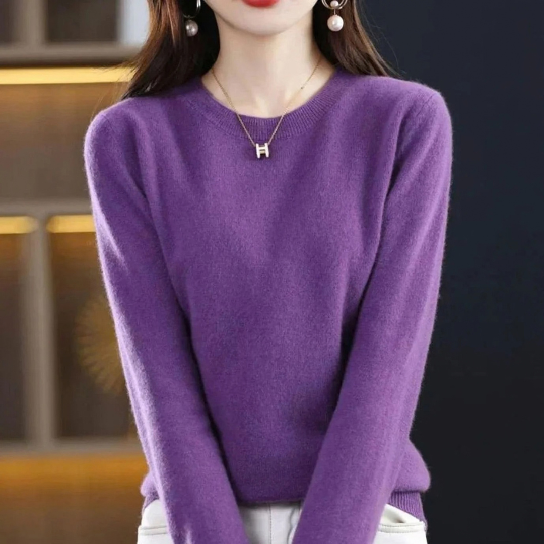 Stefanie | Damen Klassischer Strickpullover mit Langarm
