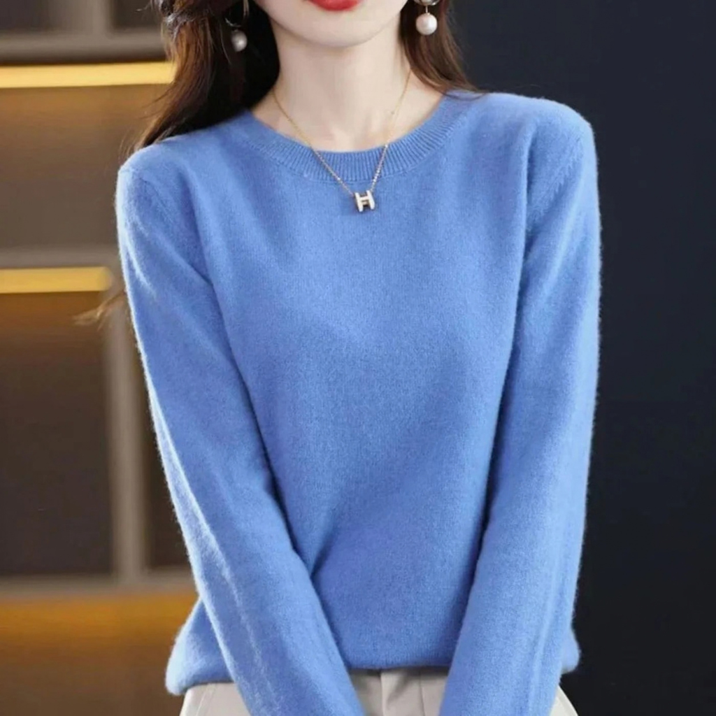 Stefanie | Damen Klassischer Strickpullover mit Langarm