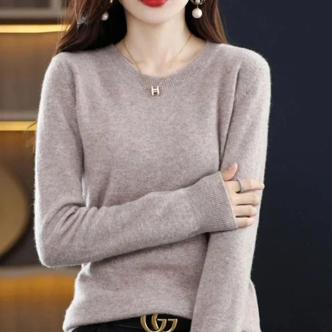 Stefanie | Damen Klassischer Strickpullover mit Langarm