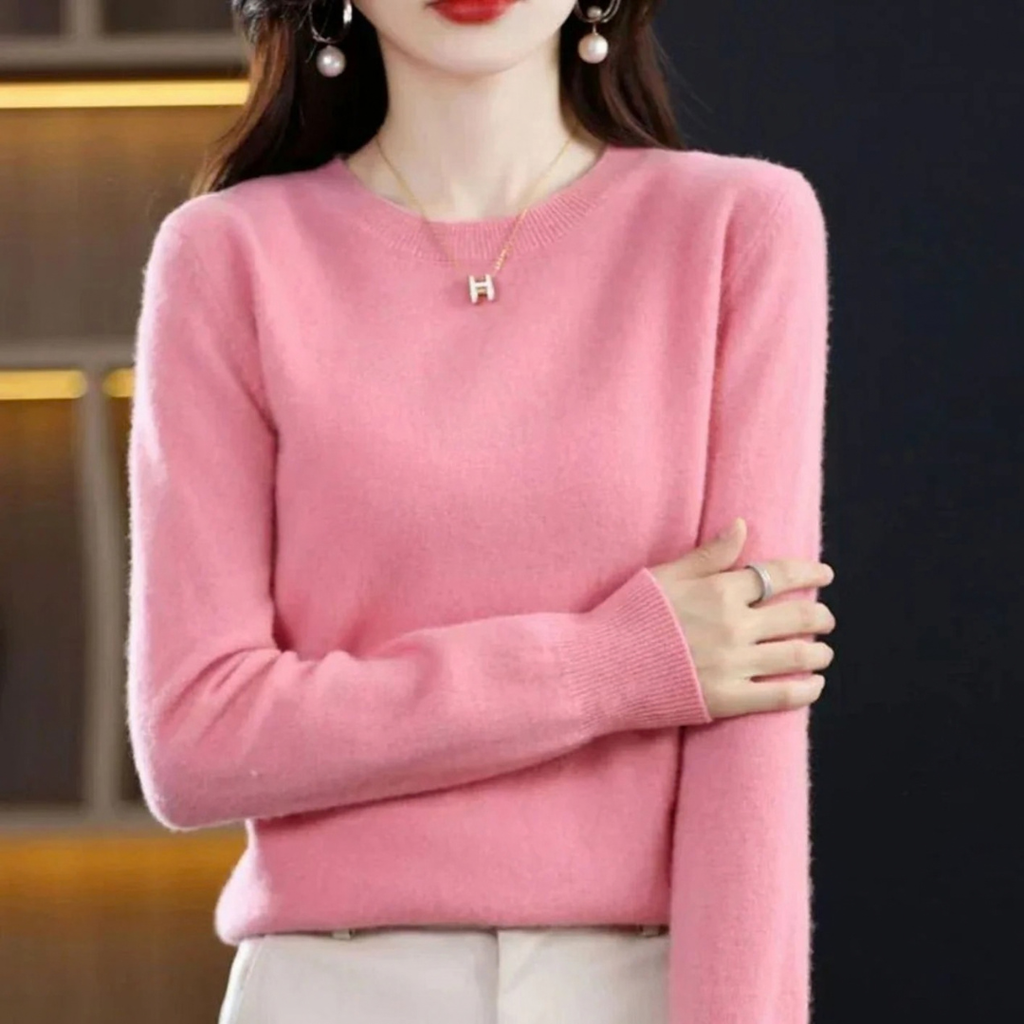 Stefanie | Damen Klassischer Strickpullover mit Langarm