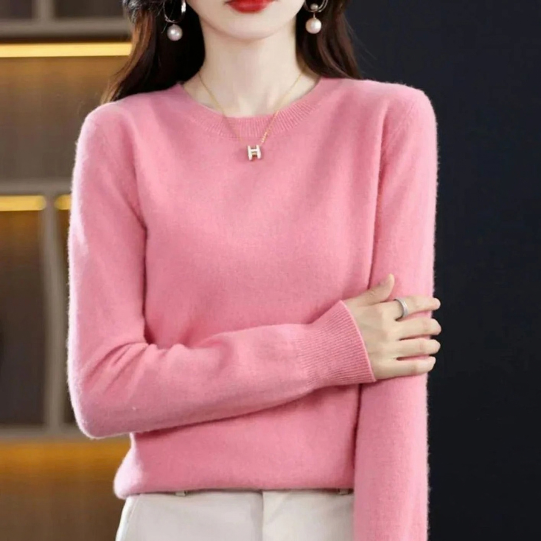 Stefanie | Damen Klassischer Strickpullover mit Langarm
