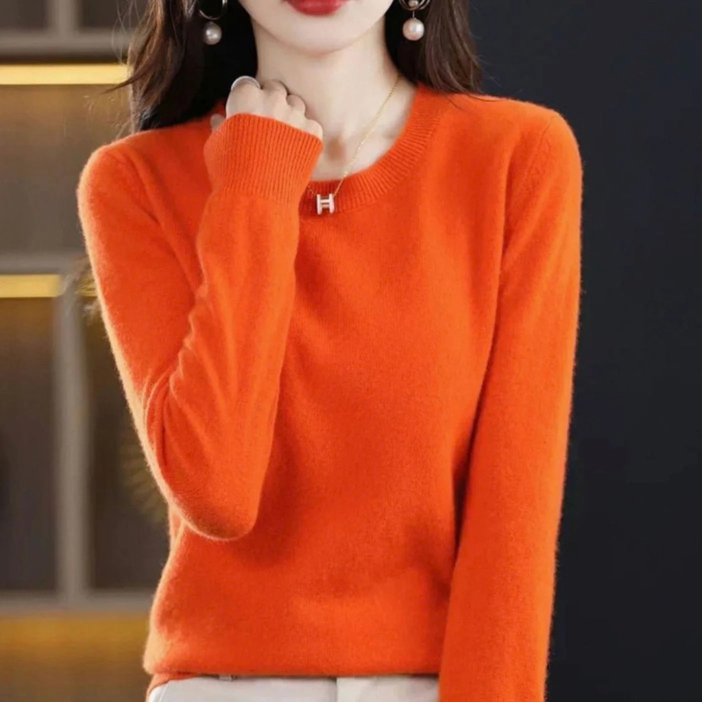 Stefanie | Damen Klassischer Strickpullover mit Langarm