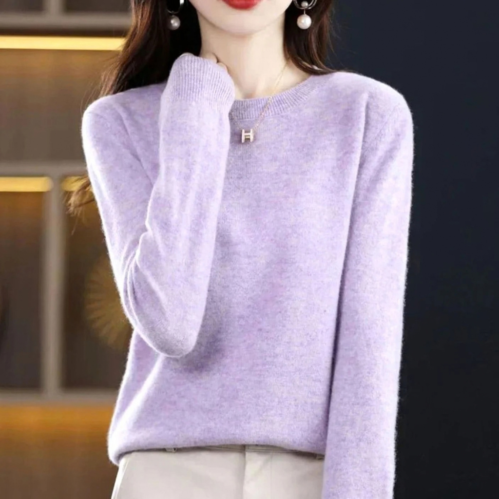 Stefanie | Damen Klassischer Strickpullover mit Langarm
