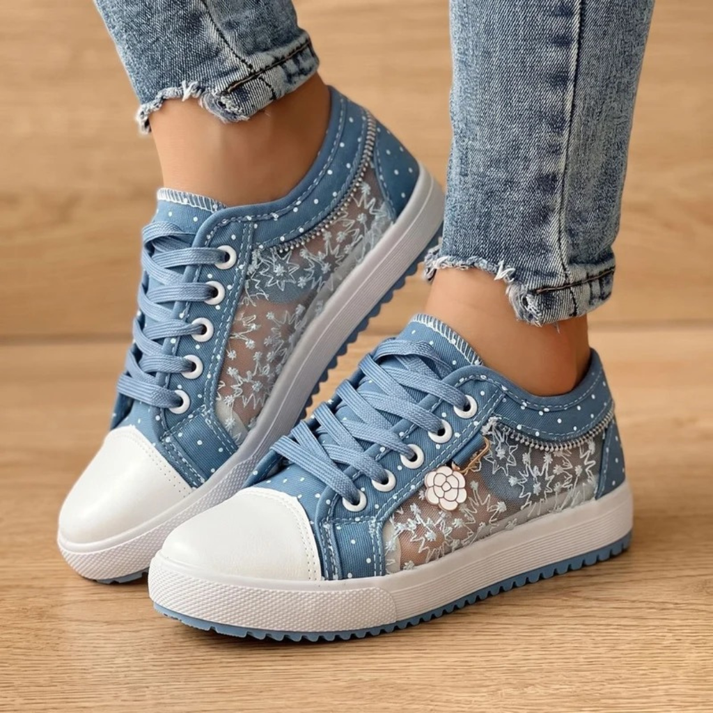 Stefanie | Damen Orthopädische Sneaker mit Blumen und Reißverschluss