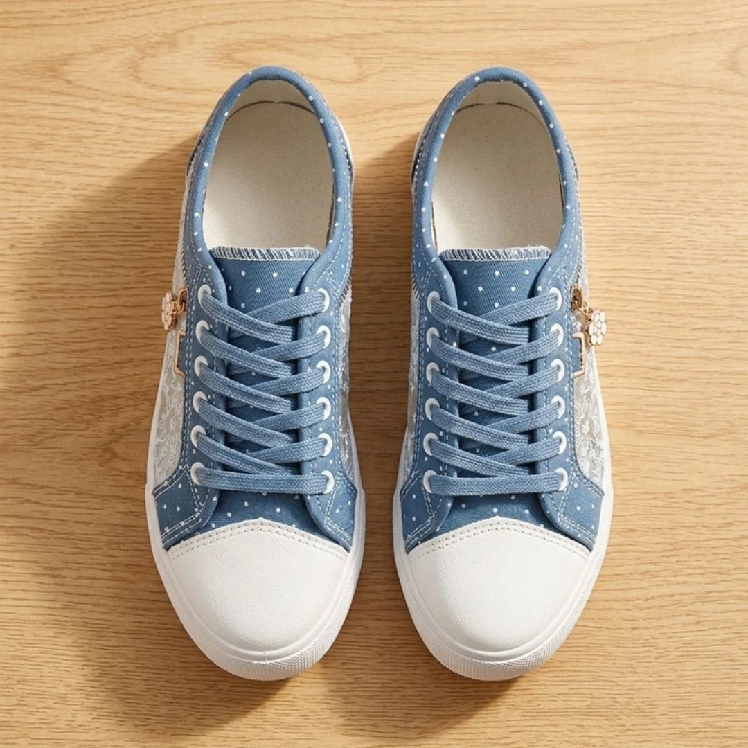 Stefanie | Damen Orthopädische Sneaker mit Blumen und Reißverschluss