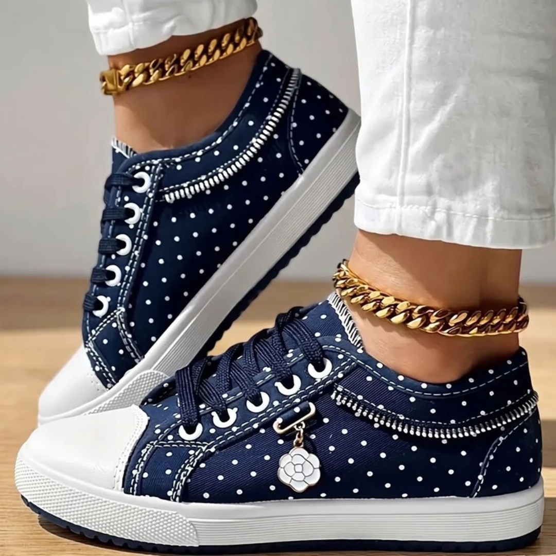 Stefanie | Damen Orthopädische Sneaker mit Blumen und Reißverschluss