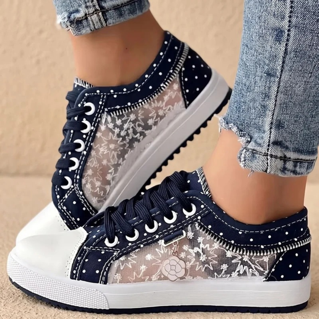 Stefanie | Damen Orthopädische Sneaker mit Blumen und Reißverschluss
