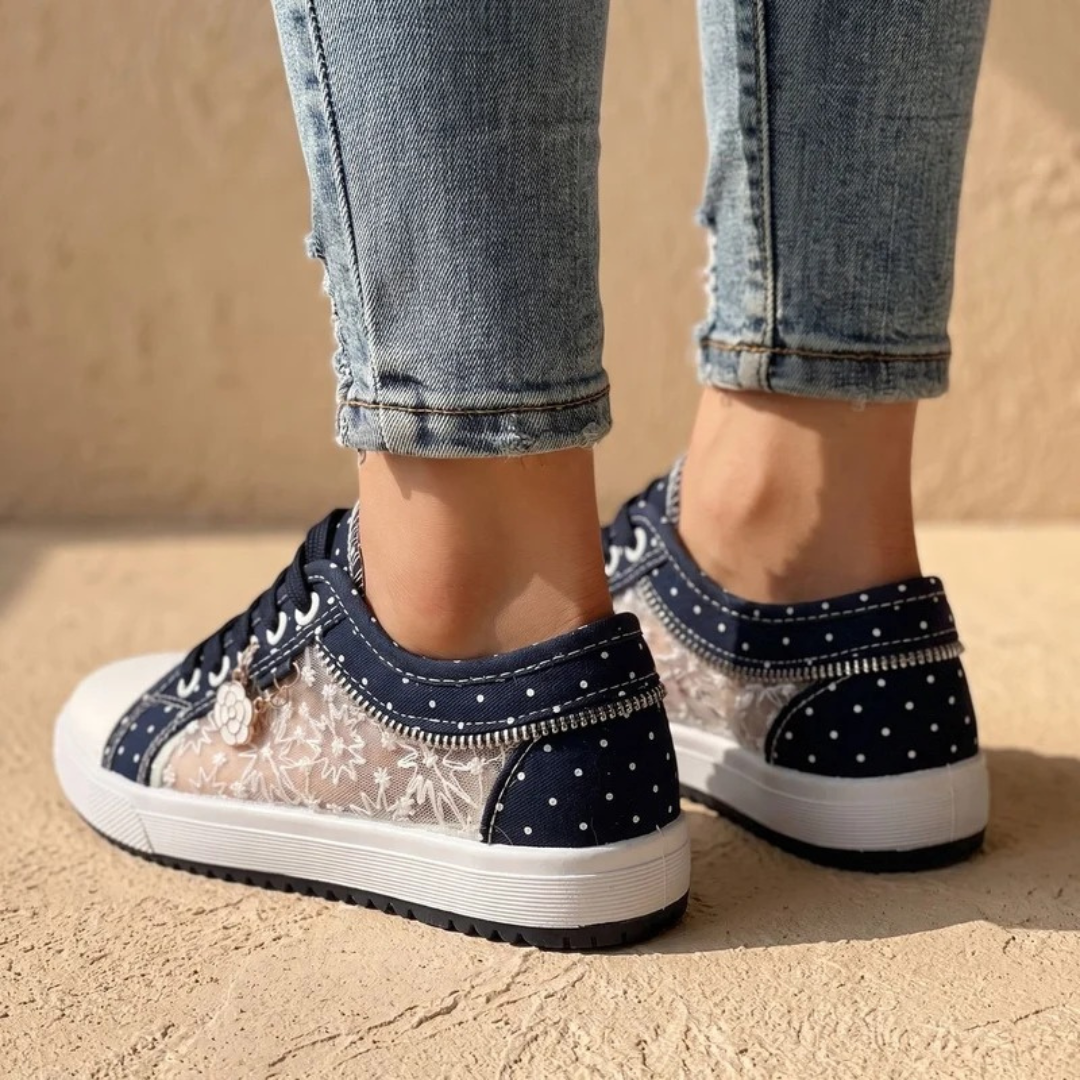Stefanie | Damen Orthopädische Sneaker mit Blumen und Reißverschluss