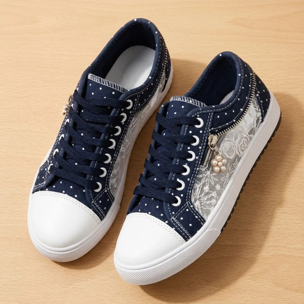 Stefanie | Damen Orthopädische Sneaker mit Blumen und Reißverschluss