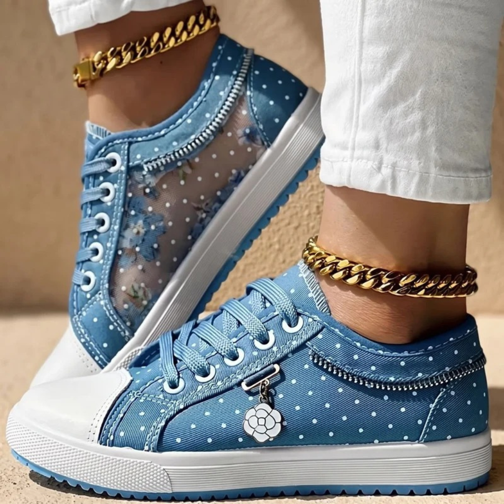 Stefanie | Damen Orthopädische Sneaker mit Blumen und Reißverschluss
