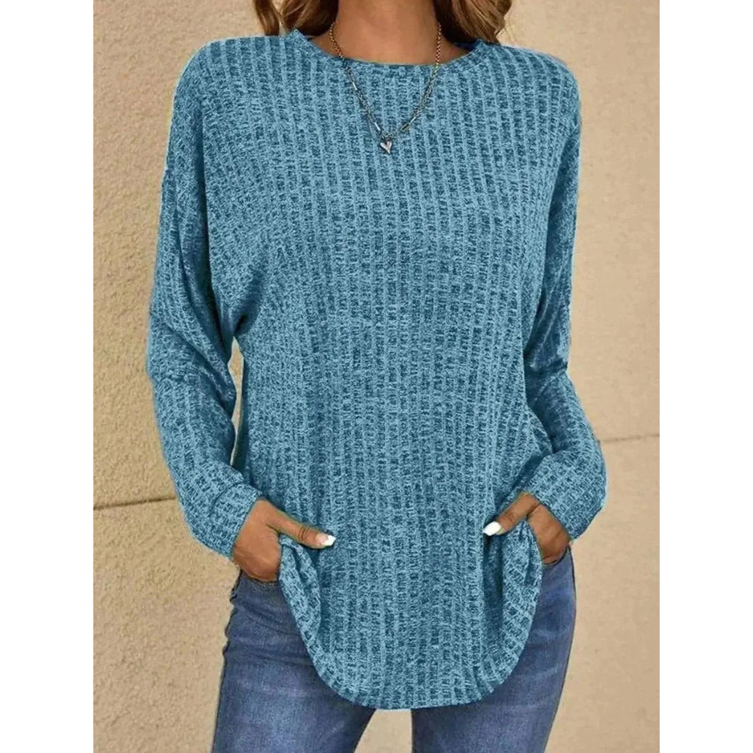 Stefanie | Damen Strickpullover mit Langarm, Ausschnitt und Struktur
