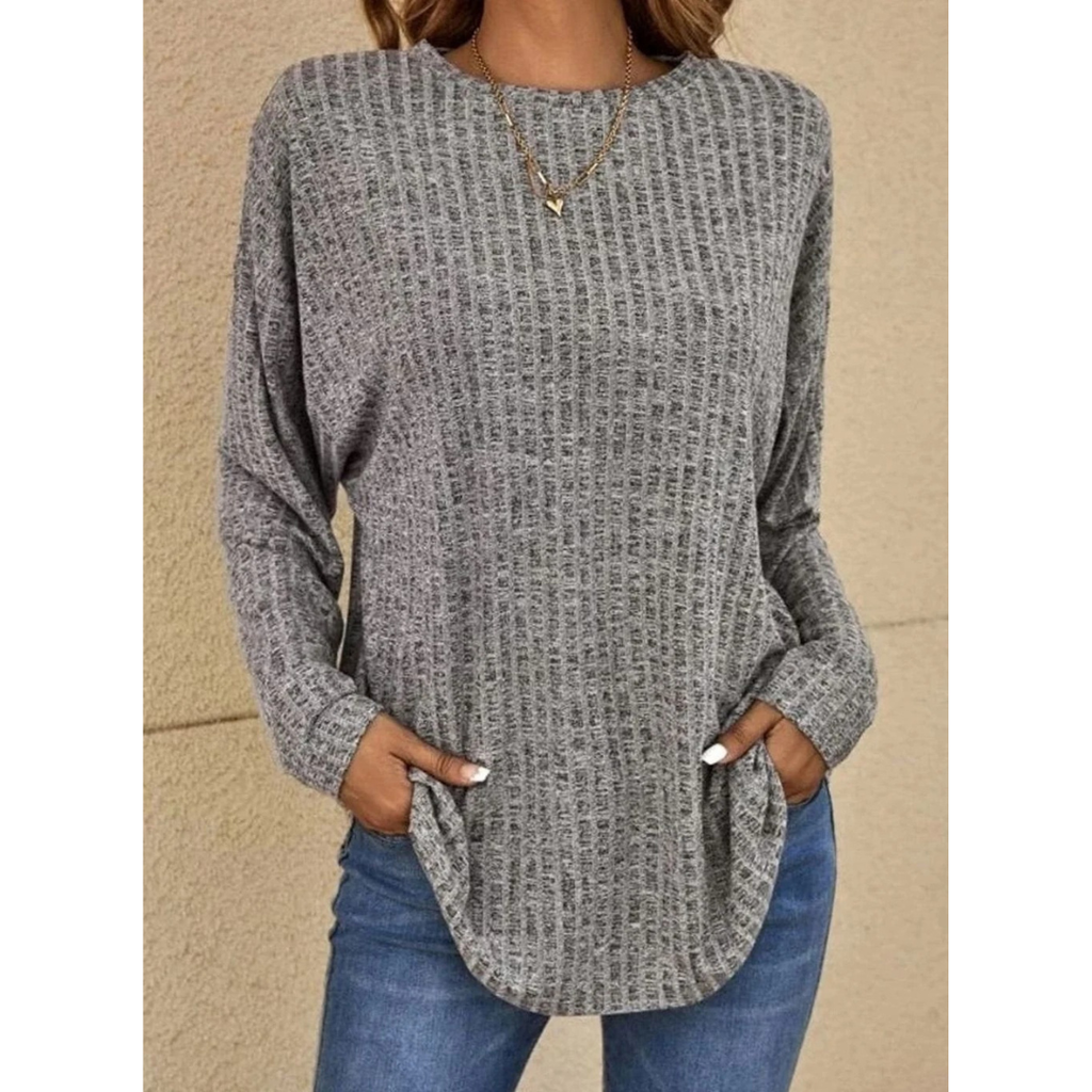 Stefanie | Damen Strickpullover mit Langarm, Ausschnitt und Struktur