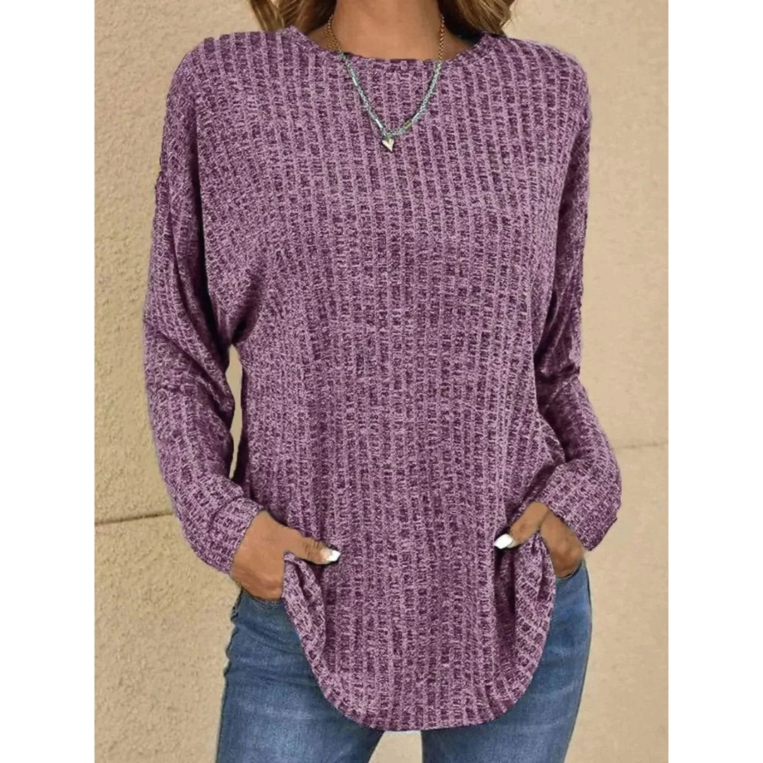 Stefanie | Damen Strickpullover mit Langarm, Ausschnitt und Struktur