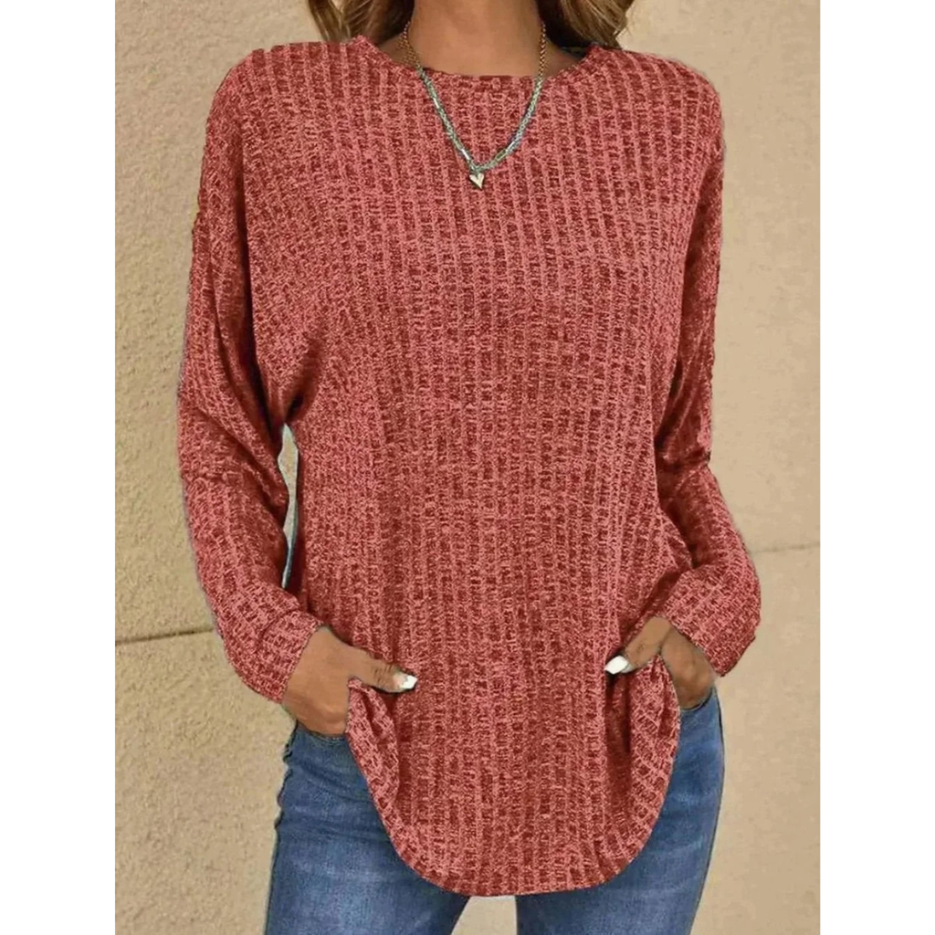 Stefanie | Damen Strickpullover mit Langarm, Ausschnitt und Struktur