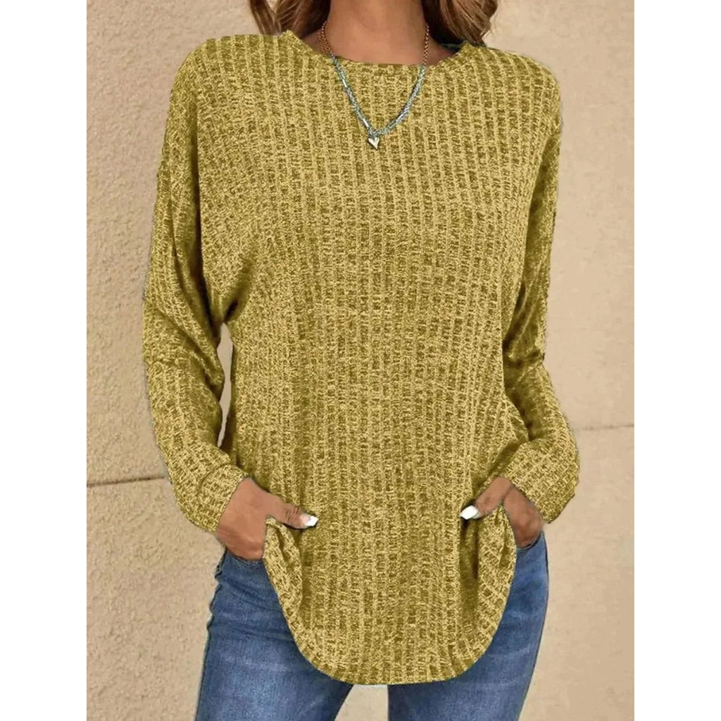 Stefanie | Damen Strickpullover mit Langarm, Ausschnitt und Struktur