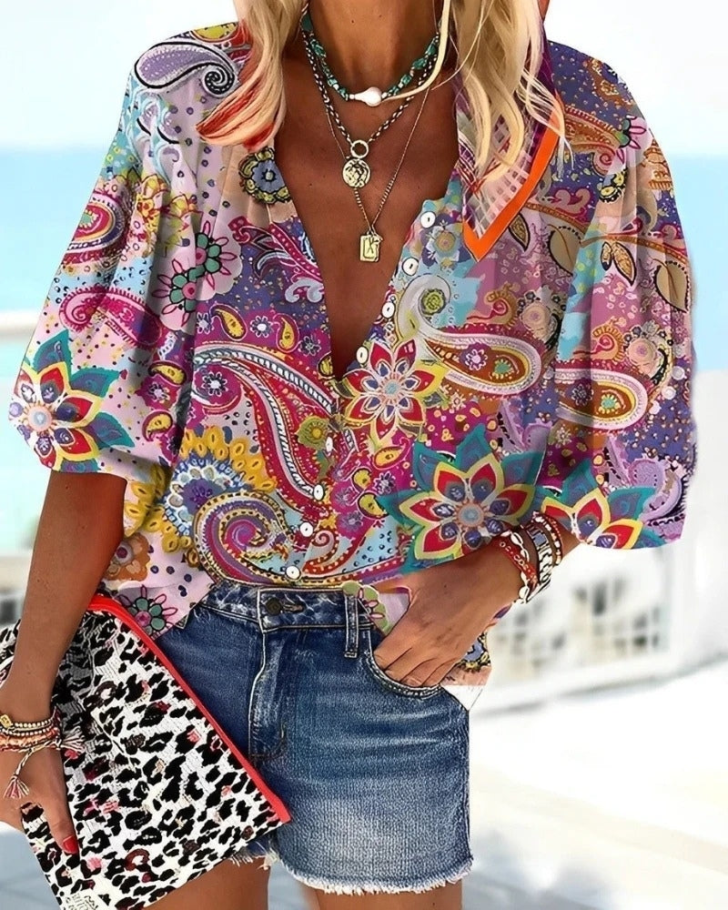 Strand Bluse mit Mandala Muster | Damen