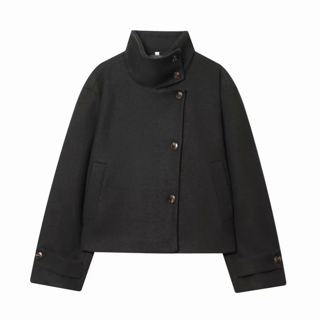 Susanne | Damen Vintage Winterjacke mit Stehkragen, kurzen Schnitt und Knöpfen