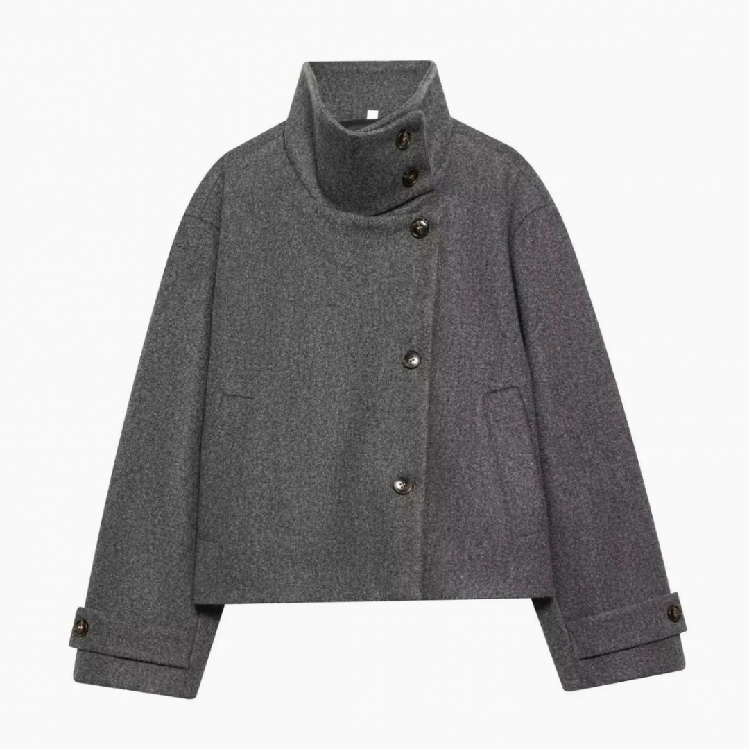 Susanne | Damen Vintage Winterjacke mit Stehkragen, kurzen Schnitt und Knöpfen