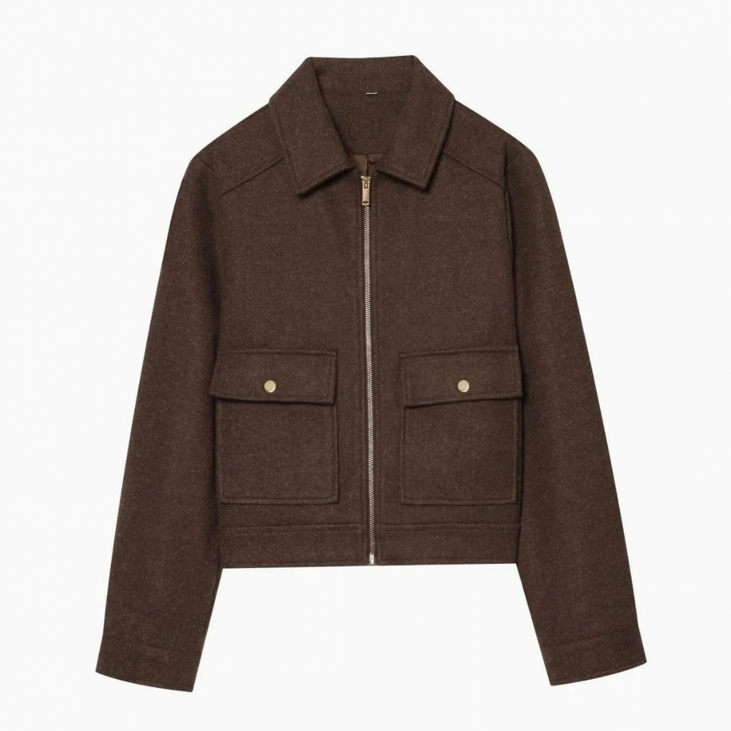 Susanne | Damen Vintage Winterjacke mit Stehkragen, kurzen Schnitt und Knöpfen