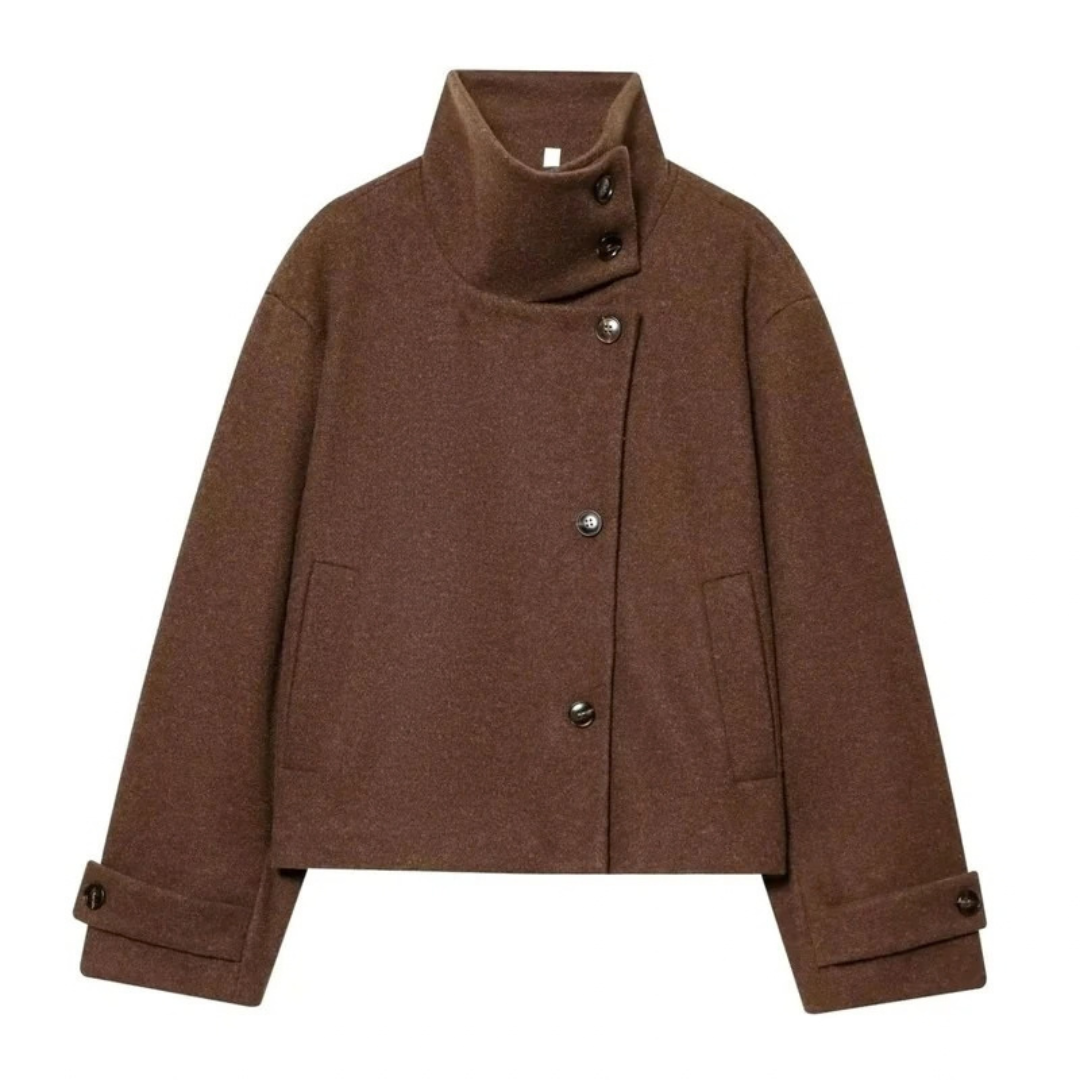 Susanne | Damen Vintage Winterjacke mit Stehkragen, kurzen Schnitt und Knöpfen