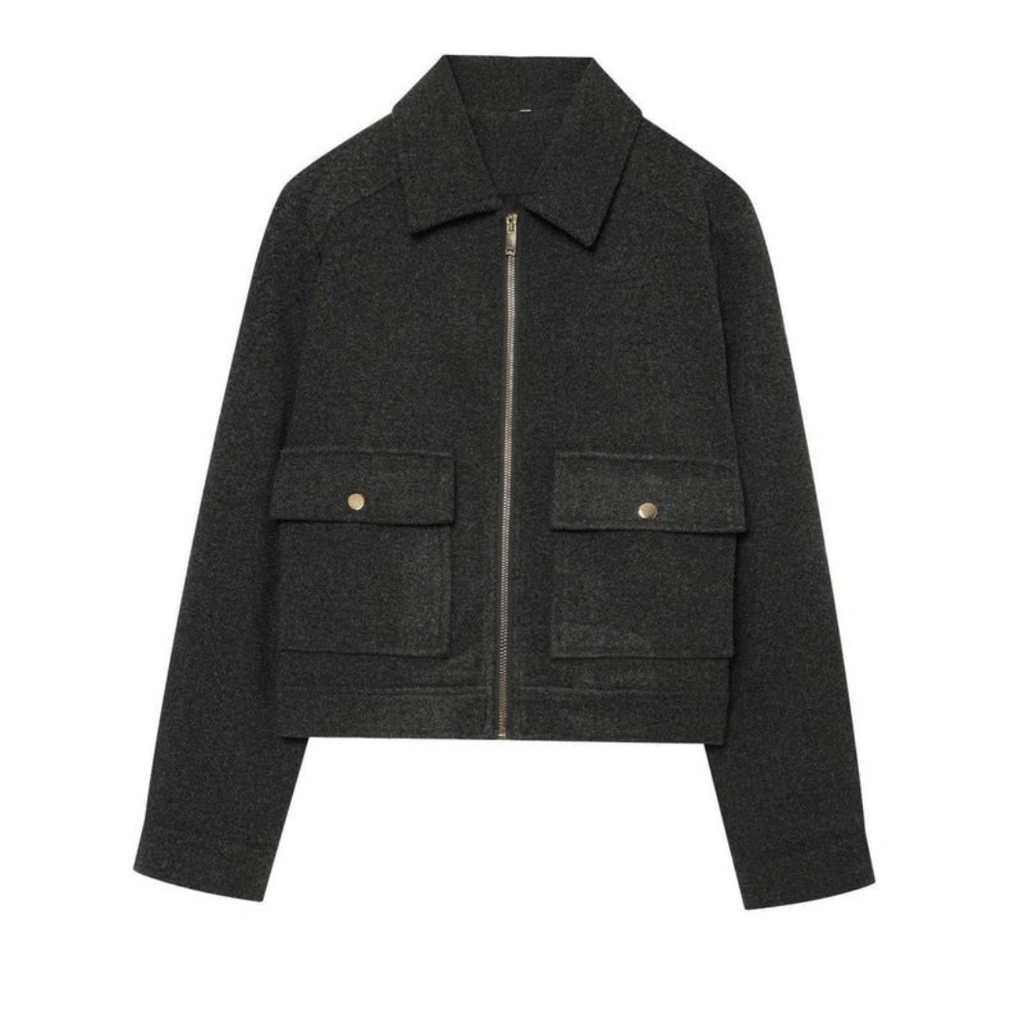 Susanne | Damen Vintage Winterjacke mit Stehkragen, kurzen Schnitt und Knöpfen