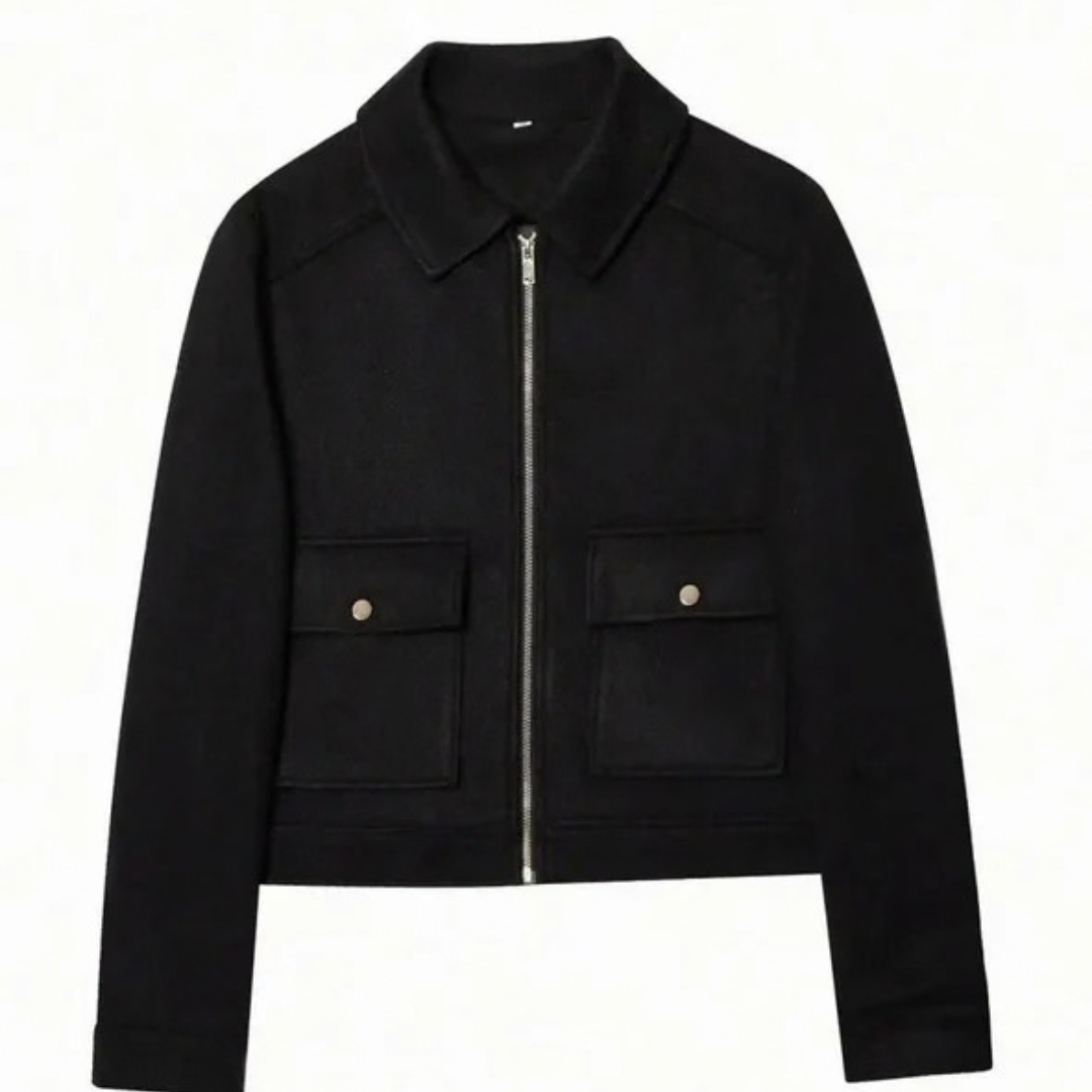 Susanne | Damen Vintage Winterjacke mit Stehkragen, kurzen Schnitt und Knöpfen