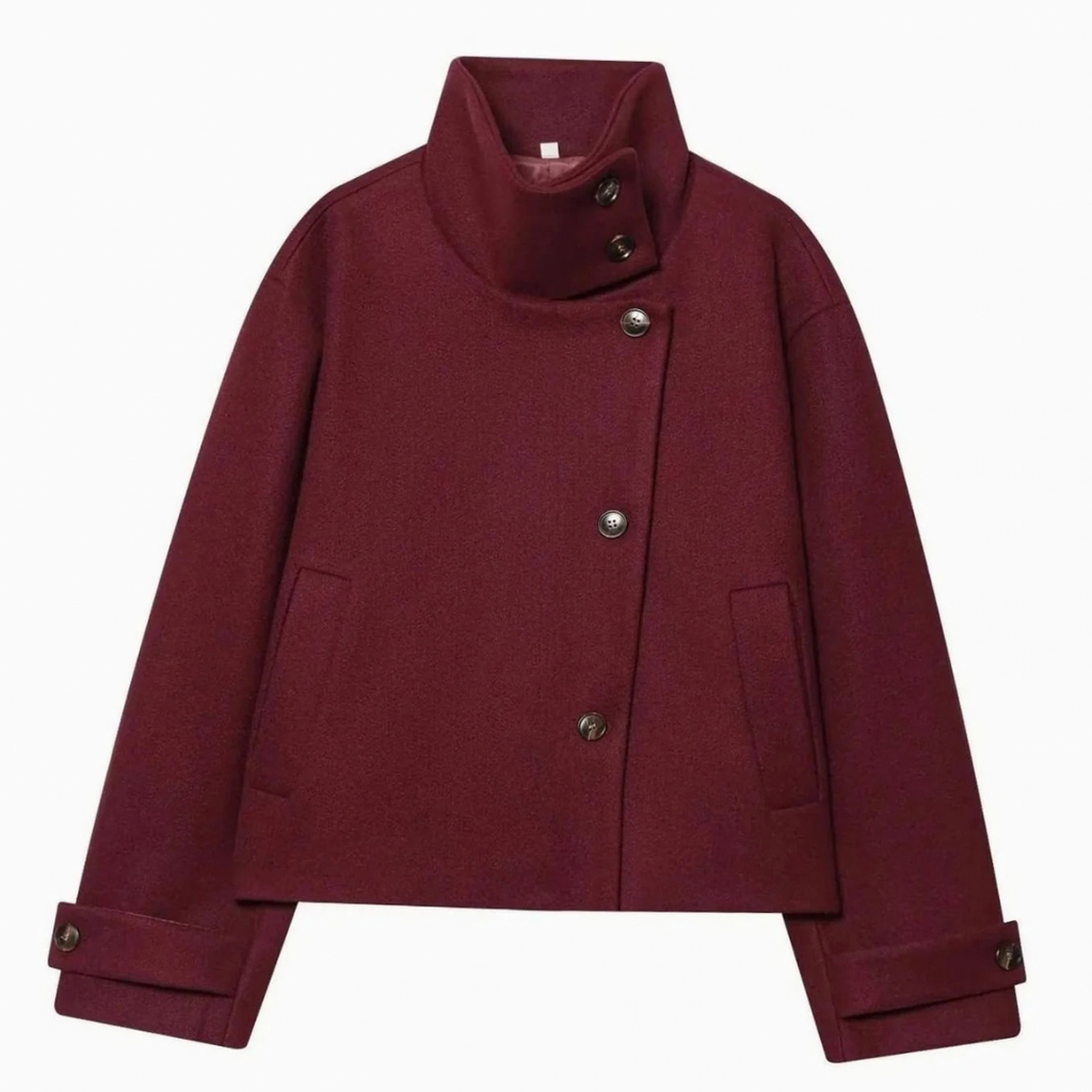 Susanne | Damen Vintage Winterjacke mit Stehkragen, kurzen Schnitt und Knöpfen