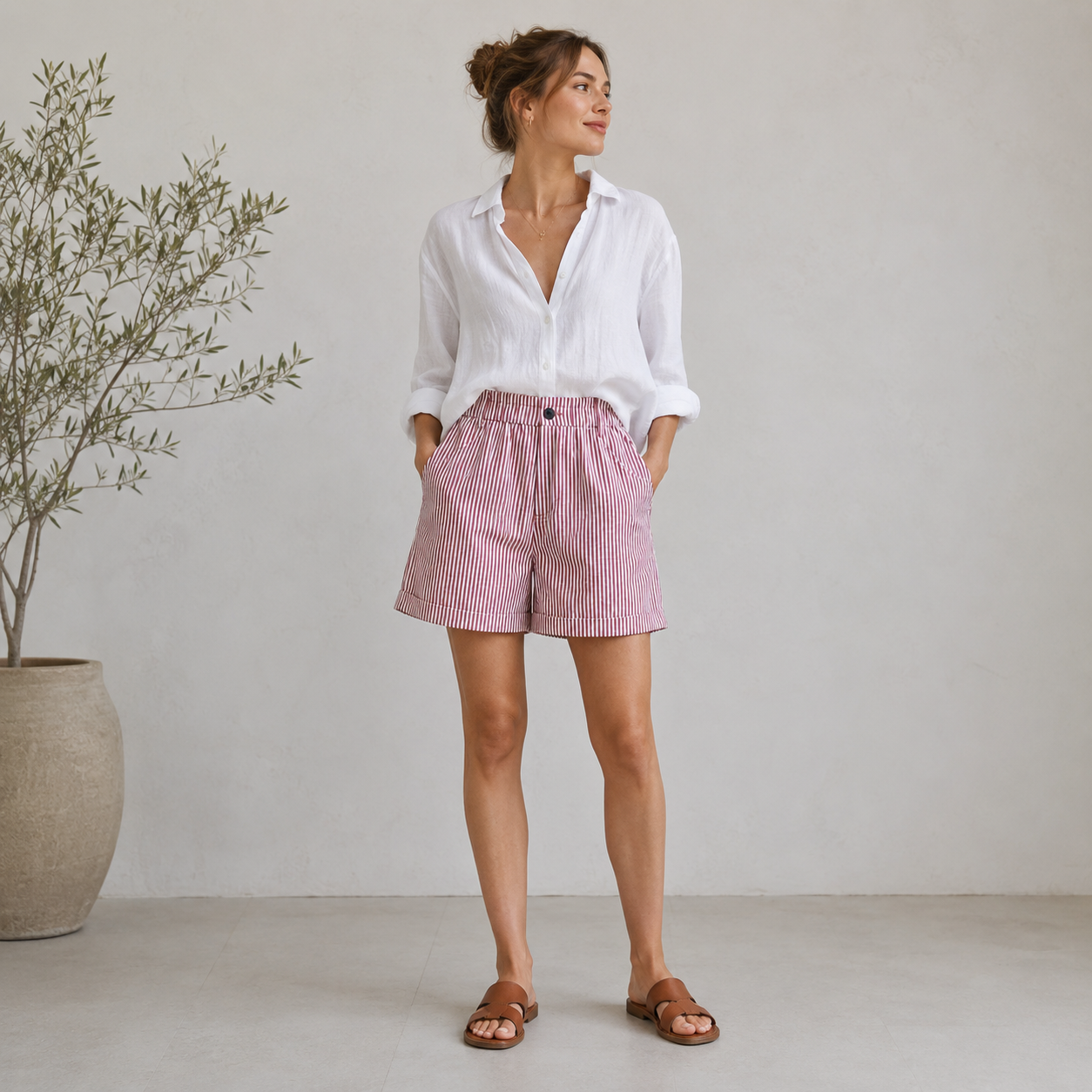 Svea | Damen Shorts Mit Hoher Taille Für Sommer
