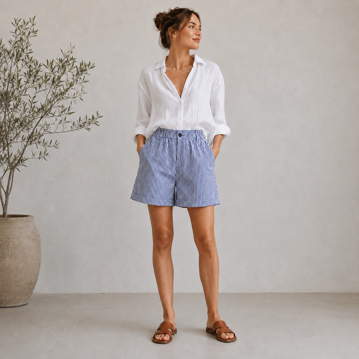 Svea | Damen Shorts Mit Hoher Taille Für Sommer