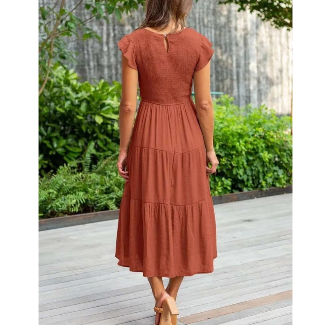 Svea | Damen Stilvolles Midikleid Mit Volants