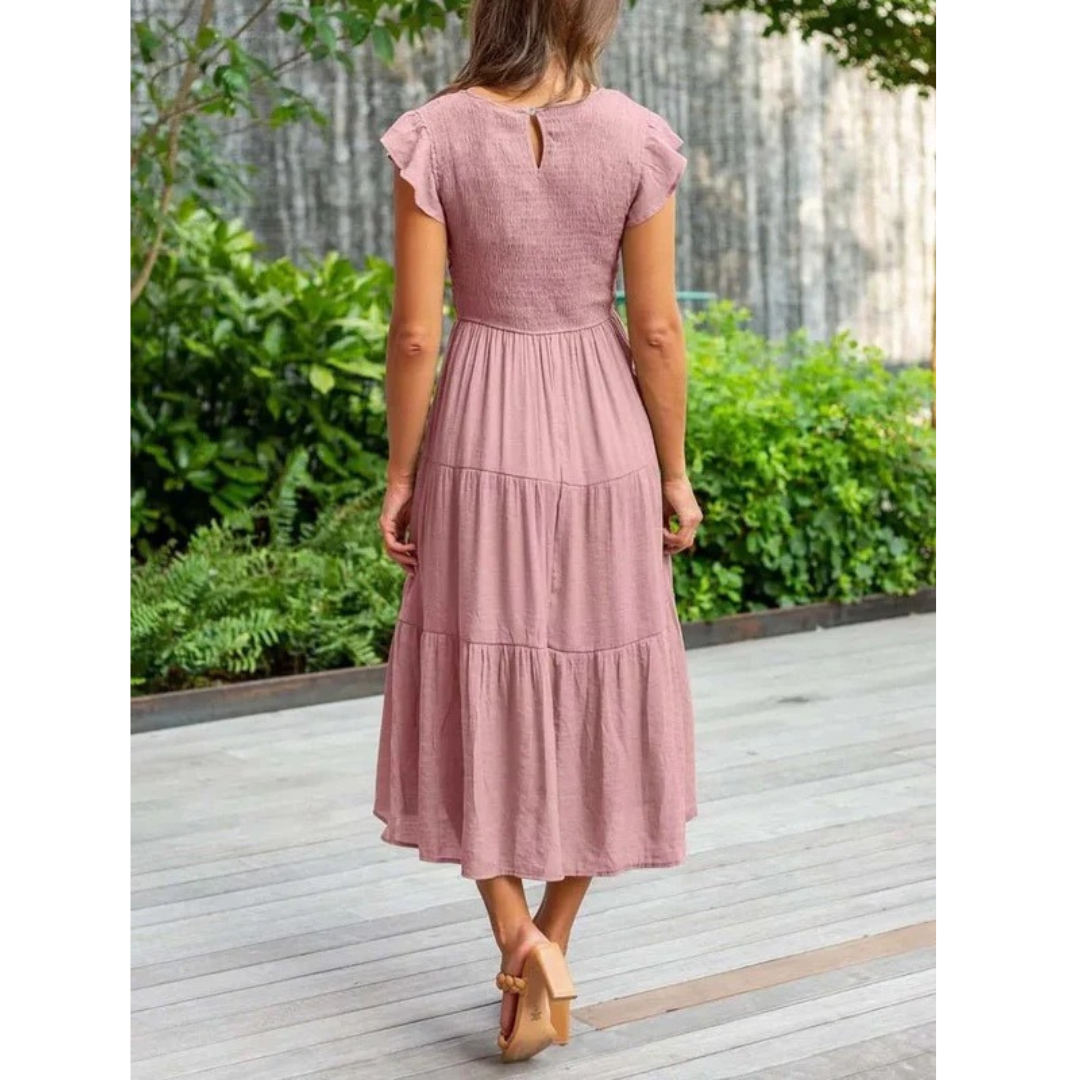 Svea | Damen Stilvolles Midikleid Mit Volants