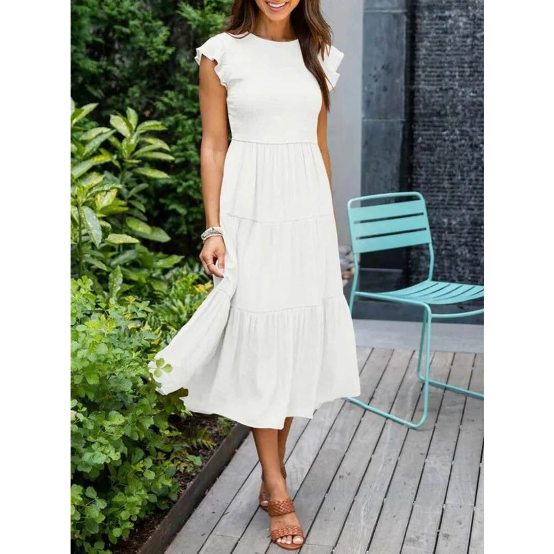Svea | Damen Stilvolles Midikleid Mit Volants